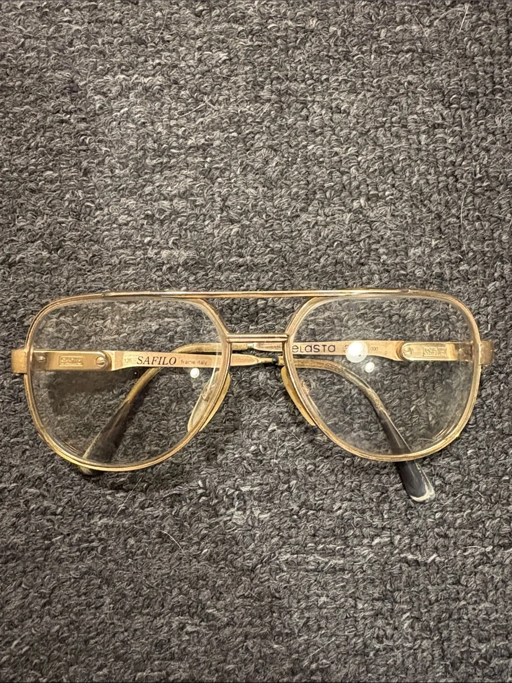 Safilo Elasta 3013 Gold Aviator Eyeglasses Frames Italy Vintage